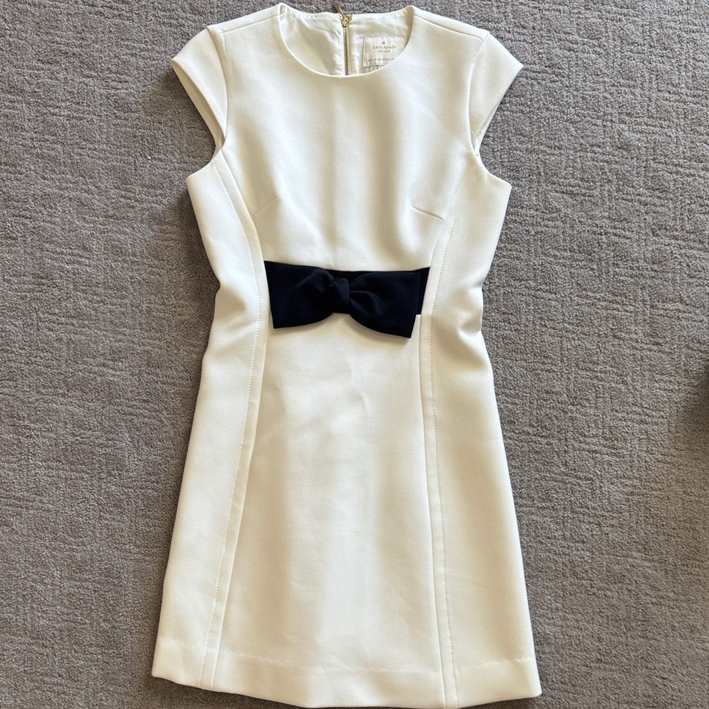 Kate Spade Cream Dress with Black Bow Accent